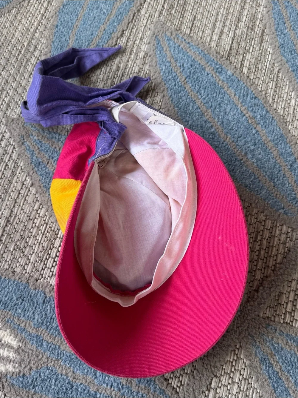 Vintage Disney Kids 90s Pocahontas Wide Duck Brim Tie Hat Pink Purple